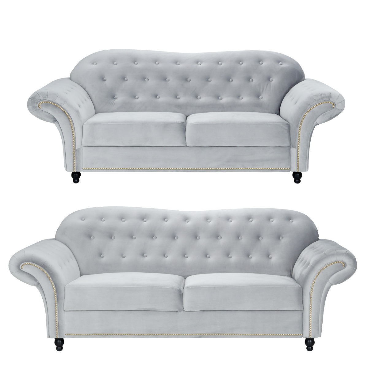 Korn synet gennemskueligt Hilton Chesterfield Style 3+2 Seater Sofa Set Blue French Velvet Fabric