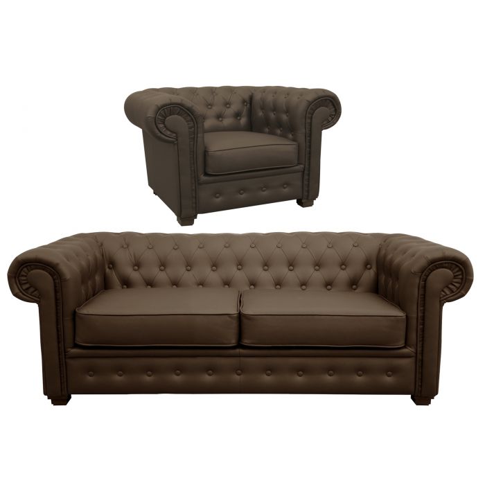 Faux leather brown shop armchair