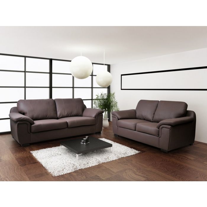 AMY Faux Leather Sofa Set 3 2 SET BROWN