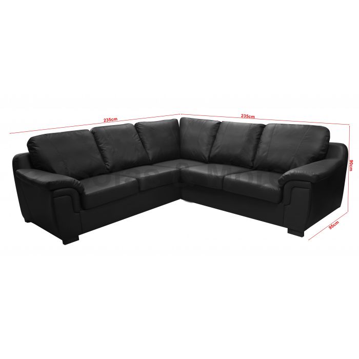 Amy Faux Leather Corner Sofa Black, Black Leather Corner Sofa