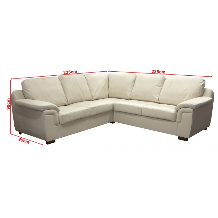 Beige leather sale corner sofa