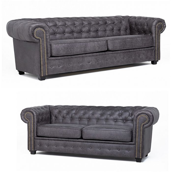 2 Seater Grey Faux Leather Sofa Set, Gray Faux Leather Sofa Set