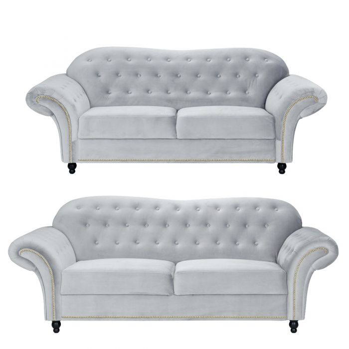Chesterfield velvet hot sale sofa set