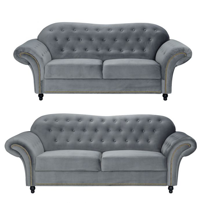 Hilton Chesterfield Style 3 2 Seater Sofa Set Blue French Velvet