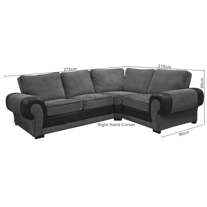 TANGO Fabric Corner Sofa Black grey Right