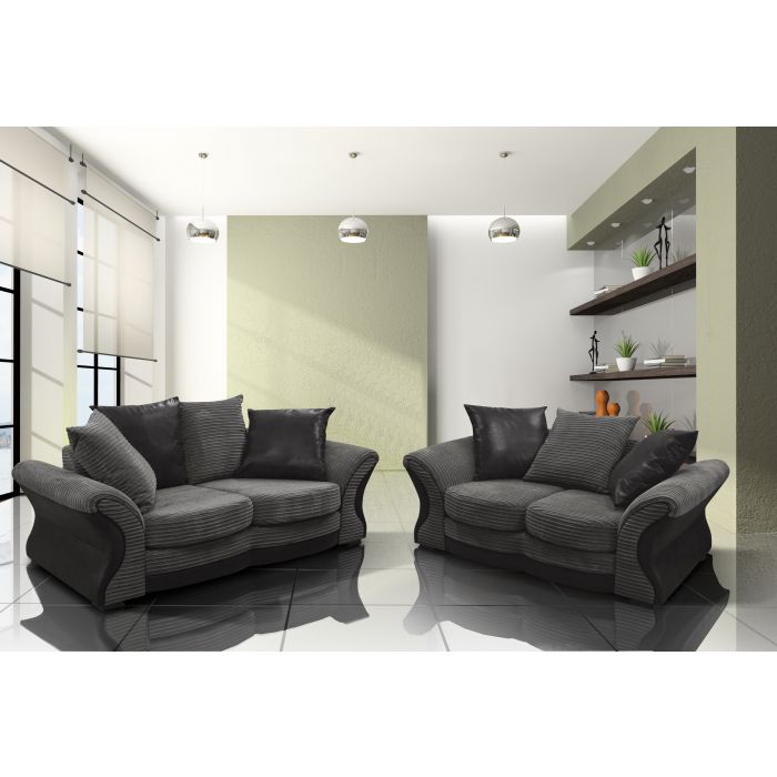 Camden 3 2 Seater Sofa Set Black Grey Jumbo Cord Fabric Camden 3 2 Seater Sofa Set Black Grey, 2 And 3 Seater Sofa Bed Set