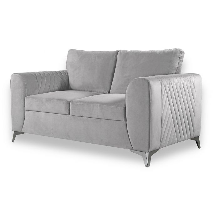 Caro 3 2 Seater Sofa Set Light Grey Fabric