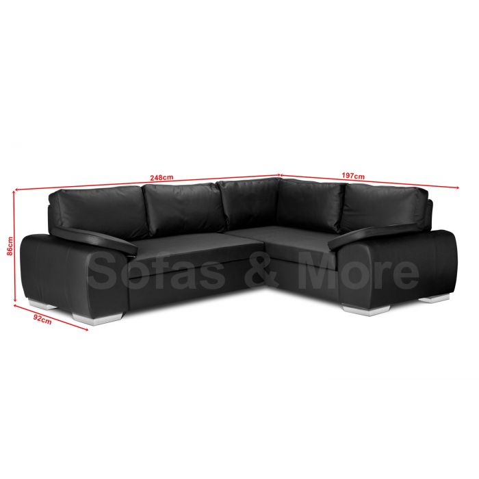 Enzo Faux Leather Corner Sofa Bed With, Black Leather Corner Sofa Bed With Storage