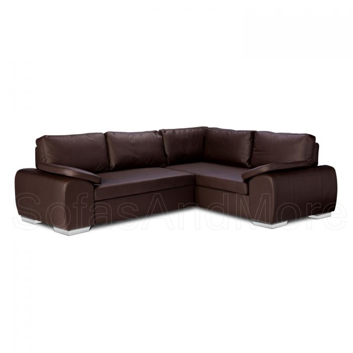 Enzo Faux Leather Corner Sofa Bed With, Brown Leather Storage Sofa