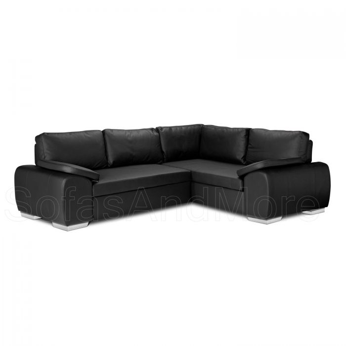 Enzo Faux Leather Corner Sofa Bed With, Black Leather Corner Sofa Bed Used