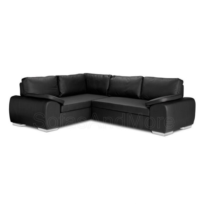 Enzo Faux Leather Corner Sofa Bed With, Black Leather Corner Sofa Bed