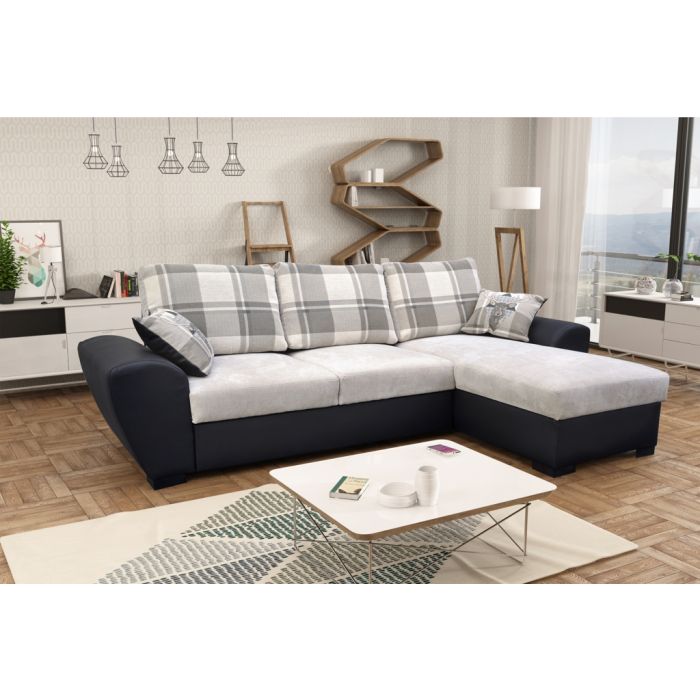 Alabama Corner Sofa Bed Black L Grey