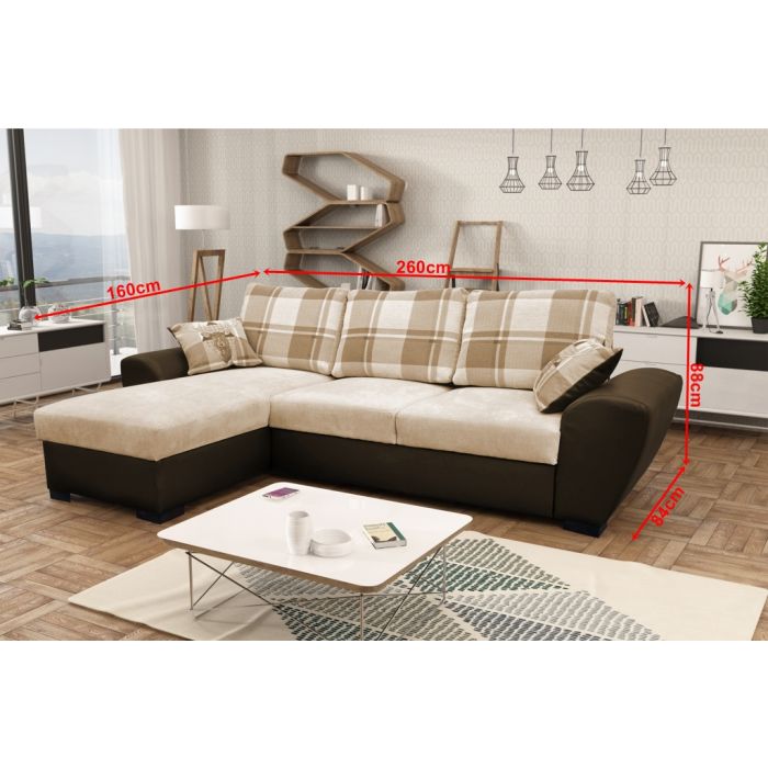 Brown and cream shop corner sofa