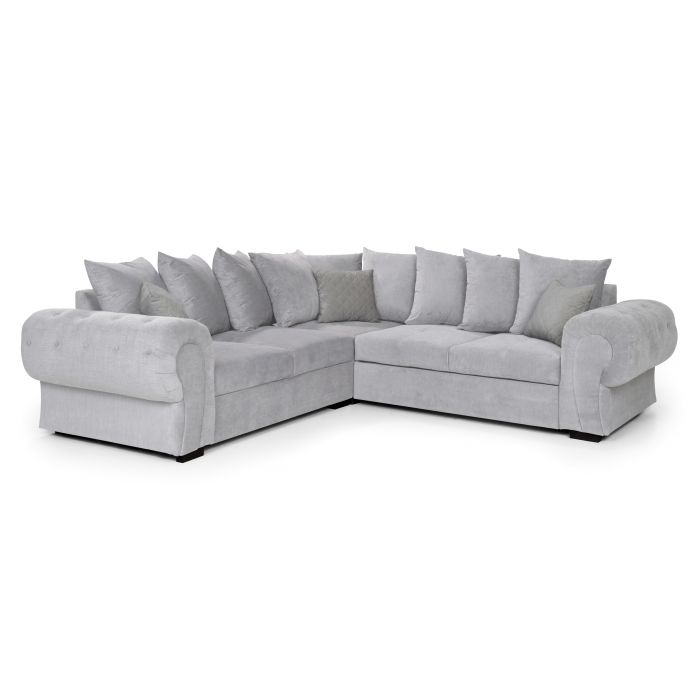 Horizon Corner Sofa Bed Light Grey Fabric Velour