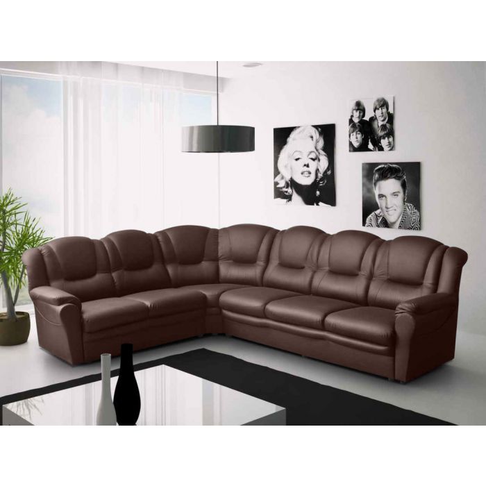 Dark brown outlet faux leather couch
