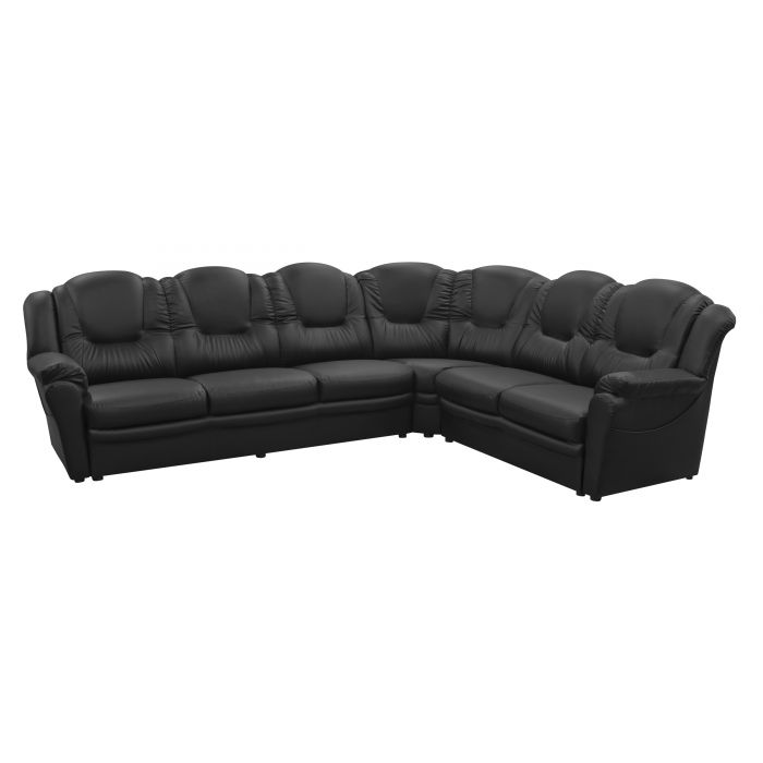 Texas Faux Leather Black Corner Sofa, Soft Leather Corner Sofa