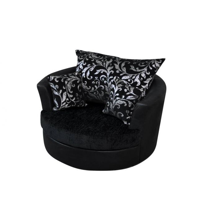 Black leather swivel cuddle best sale chair