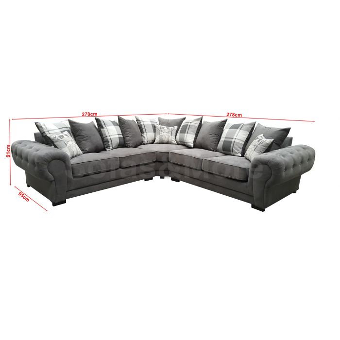 Grey fabric deals chesterfield corner sofa