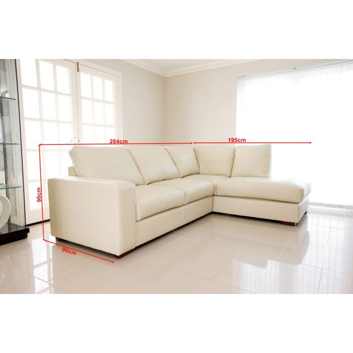 Cream leather l shaped sofa sale