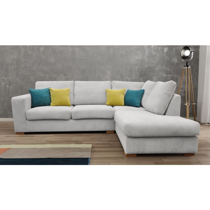 Dakota Fabric Corner Sofa Right Light Grey