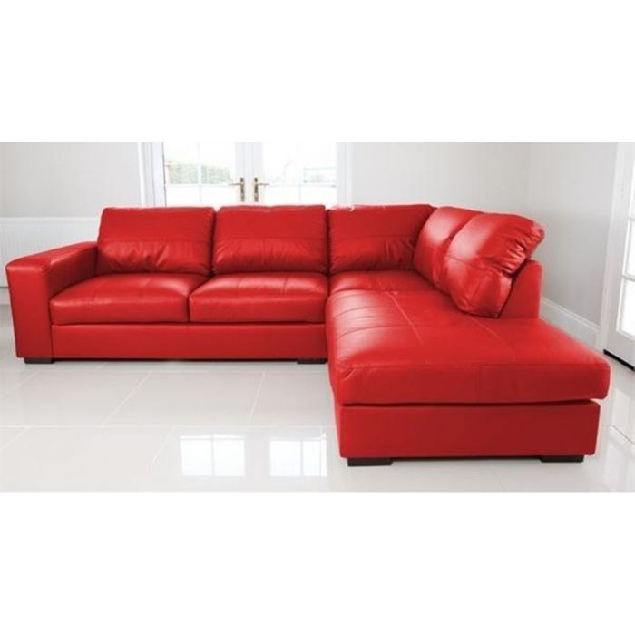 Westpoint Faux Leather Corner Sofa Red, Red Leather Corner Sofa