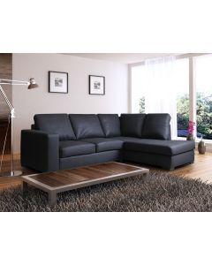 WESTPOINT Faux Leather Corner Sofa Black Right