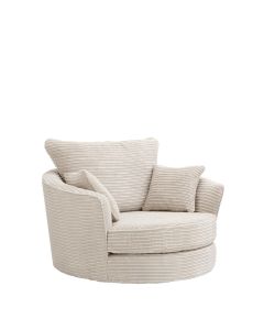Joy Swivel Cuddle Chair Cream Full Fabric Jumbo Cord