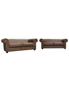 Astor 3+ 2 Seater Brown Faux Leather Sofa Set