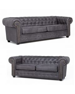 Astor 3+ 2 Seater Grey Faux Leather Sofa Set