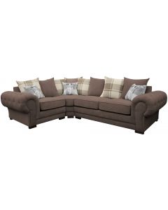 Verona Fabric Corner Sofa Velour Chesterfield Style Left Chocolate/Brown