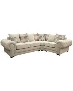 Corner Sofa Verona Fabric Left or Right Grey Brown Cream Designer Scatter Cushions Living Room Furniture Left, Cream