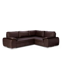 ENZO Faux Leather Corner Sofa Bed with Storage Brown Right