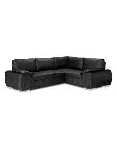 ENZO Faux Leather Corner Sofa Bed with Storage Black Right