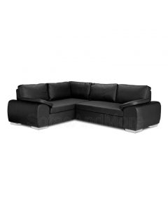 ENZO Faux Leather Corner Sofa Bed with Storage Black Left