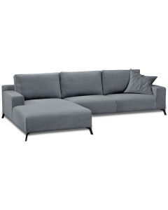 Firago Fabric Velvet Corner Sofa Left Grey