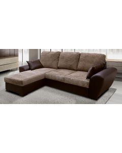 GIANNI Fabric Corner Sofa Bed Brown/Brown
