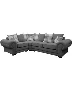 Verona Fabric Corner Sofa Velour Chesterfield Style Left Graphite/Grey