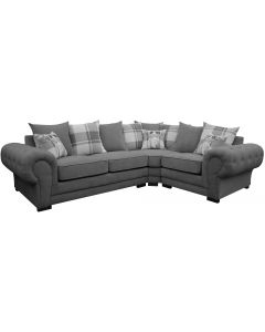 Verona Fabric Corner Sofa Velour Chesterfield Style Right Graphite/Grey