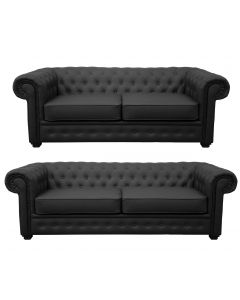 Venus Sofa 3 Seater 2 Seater Armchair Black Faux Leather