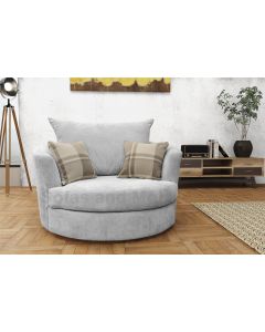 Joy Swivel Cuddle Chair Velour Fabric Light Grey