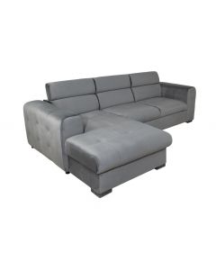 Madera Fabric Velvet Corner Sofa Bed with Storage Left Grey