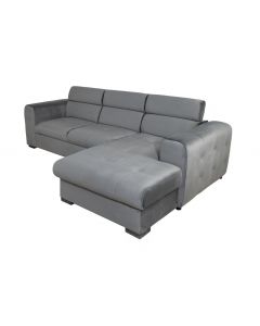Madera Fabric Velvet Corner Sofa Bed with Storage Right Grey