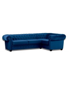 CHESTERFIELD STYLE FRENCH VELVET FABRIC MARIOT CORNER SOFA RIGHT HAND SIDE