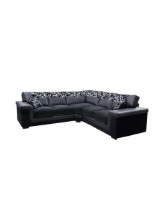 Harmony Corner Sofa Black Faux Leather Fabric Settee