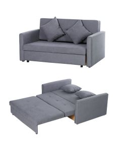 Rey 2 Seater Sofa Bed Grey Fabric with Storage 