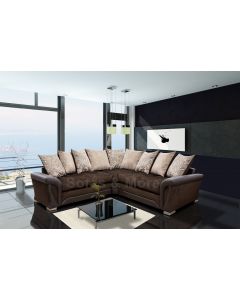 Shannon Fabric Corner Sofa Faux Leather Brown