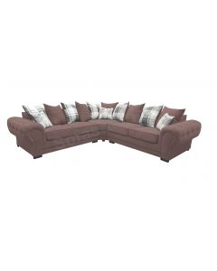 Verona Fabric Corner Sofa Velour Chesterfield Style Chocolate/Brown