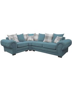 Verona Fabric Corner Sofa Velour Chesterfield Style Left Ocean/Grey