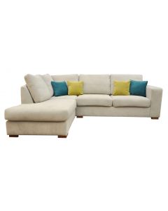 Dakota Fabric Corner Sofa Left Cream