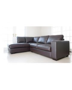 WESTPOINT Faux Leather Corner Sofa Brown Left